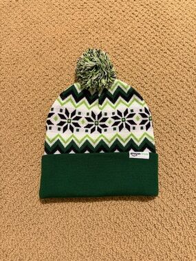 Amazon Fresh Employee Swag Christmas Sweater Design Beanie Pom Hat Winter NEW